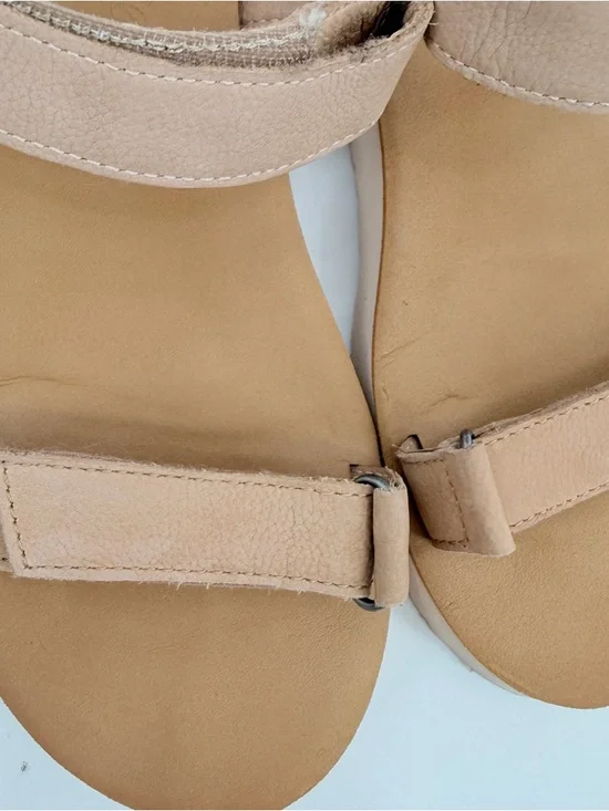 Madewell Sandals Womens 7 Tan Beige Leather MAGGIE Colorblock Flatform Comfort - Picture 7 of 11